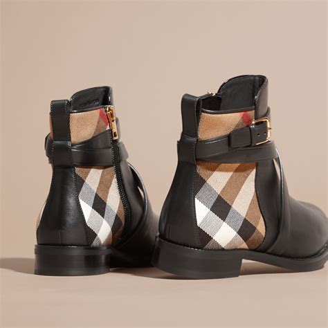 burberry house check and leather ankle boots|Burberry Limited.